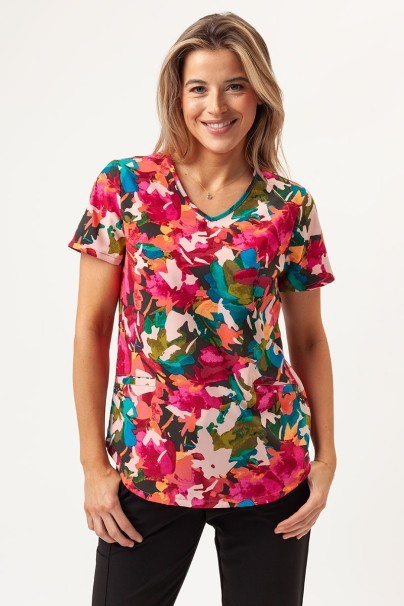 Dámska lekárska blúza Cherokee Prints V-neck Abstract Petals-1